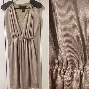 Kardashian Taupe Shimmer Sleeveless Midi Semi-Formal Dress Size Small